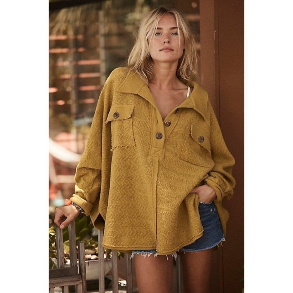 Free People Rowan Henley Sweatshirt Size S